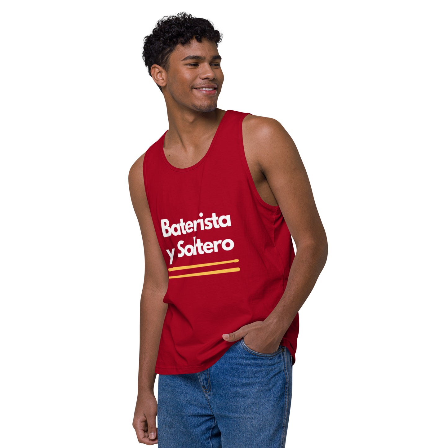 Camiseta Baterista y soltero de tirantes premium hombre