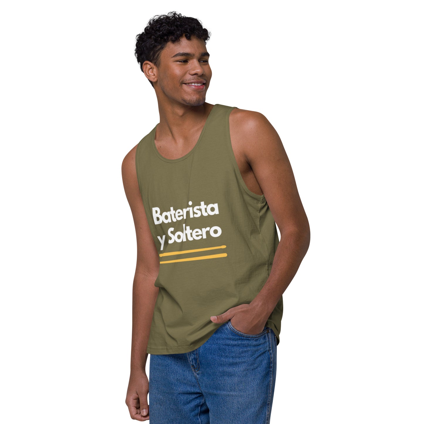 Camiseta Baterista y soltero de tirantes premium hombre